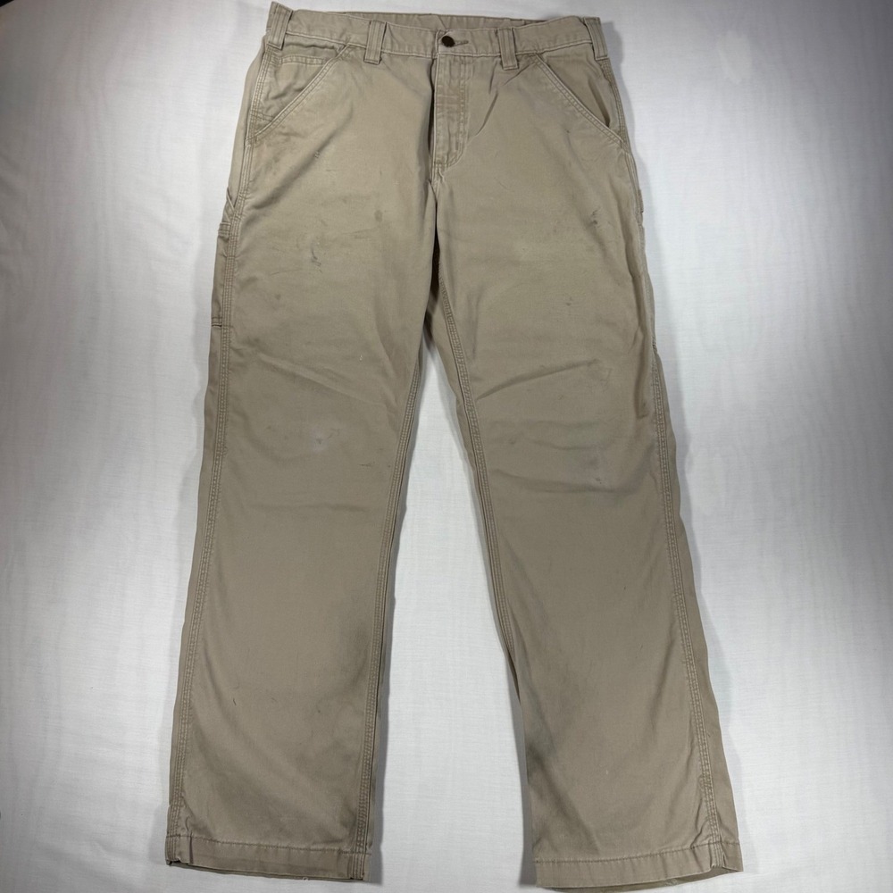 CARHARTT B324 Distressed Work Carpenter Pants Mens 34x32 Faded Tan Trashed